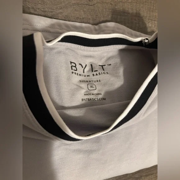 (2) BYLT Men’s Striped Ringer Tees- XL, NAVY AND GREY - Picture 7 of 8